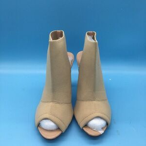 Nude Women Slingback Peep Toe Stiletto Mid Heel Sandals Ankle Boots